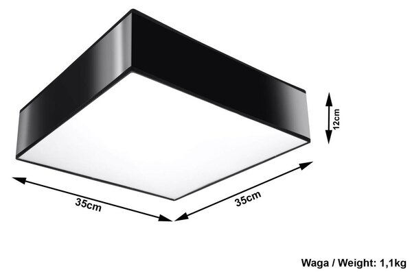Plafoniera da Soffitto Quadrata in PVC 2xE27 HORUS 35 Nera da interno
