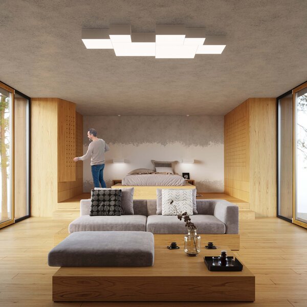 Plafoniera Quadrata da Soffitto in PVC 3xE27 HORUS 45 White da interno