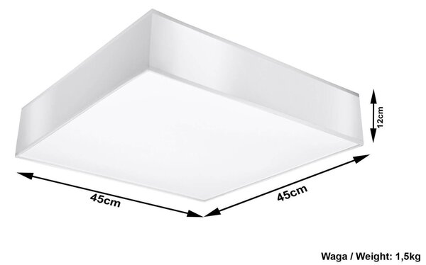 Plafoniera Quadrata da Soffitto in PVC 3xE27 HORUS 45 White da interno