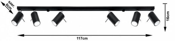 Plafoniera da soffitto in Acciaio 6xGU10 RING 6L Nera da interno