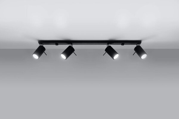 Plafoniera da Soffitto in Acciaio 4xGU10 RING 4L Orientabile Nera