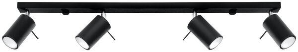 Plafoniera da Soffitto in Acciaio 4xGU10 RING 4L Orientabile Nera