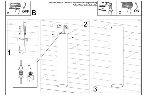 Plafoniera da soffitto in Acciaio LAGOS GU10 Bianca da interno