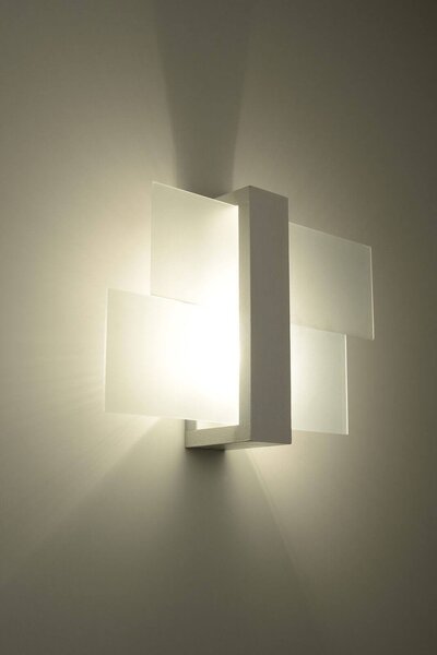 Applique da Soffitto in Legno e Vetro FENIKS 1 E27 Bianca da Interno