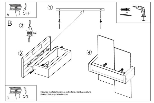 Applique da Soffitto in Legno e Vetro FENIKS 1 E27 Bianca da Interno