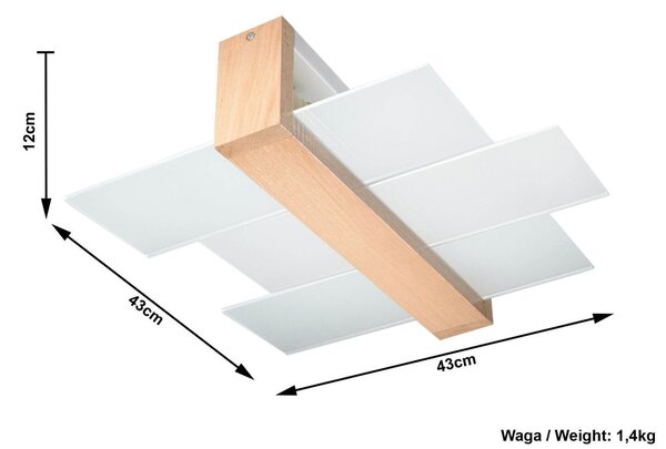 Plafoniera da Soffitto Legno Naturale 2xE27 FENIKS 2 da Interno
