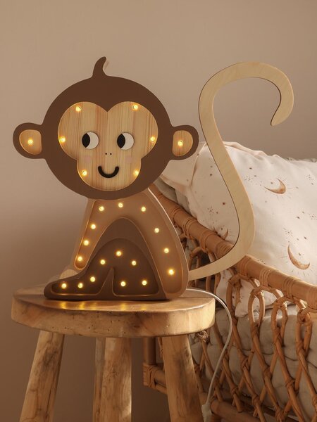 Lampada a LED per cameretta dei bambini fatta a mano con funzione timer e telecomando Monkey, luce regolabile