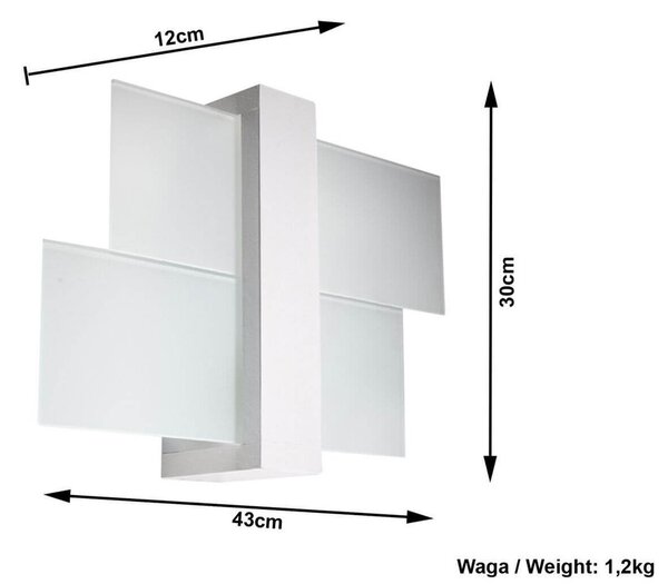 Applique da Soffitto in Legno e Vetro FENIKS 1 E27 Bianca da Interno