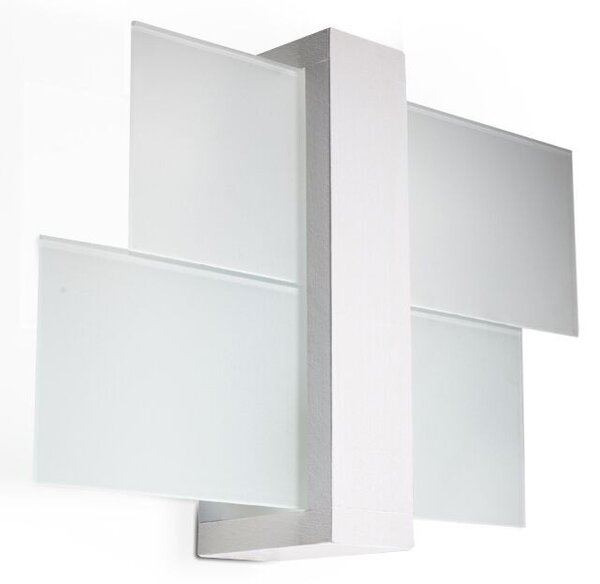 Applique da Soffitto in Legno e Vetro FENIKS 1 E27 Bianca da Interno