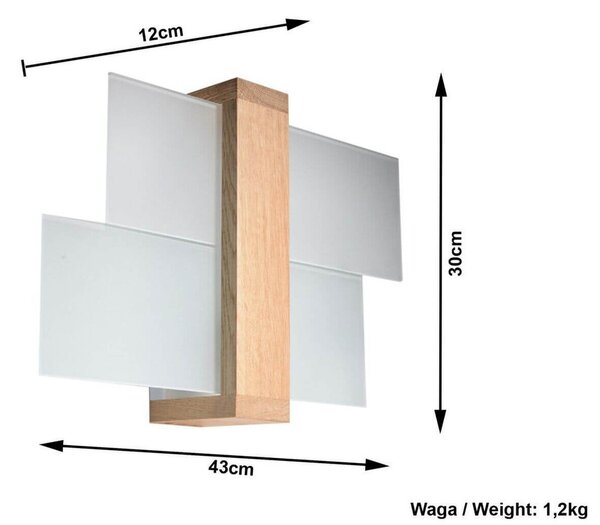 Applique da Soffitto Legno naturale e Vetro FENIKS 1 E27 da Interno