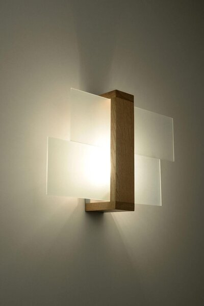 Applique da Soffitto Legno naturale e Vetro FENIKS 1 E27 da Interno