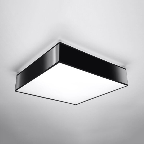 Plafoniera Quadrata da Soffitto in PVC 3xE27 HORUS 45 Nera da interno