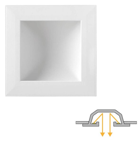 Faro LED da incasso Quadrato Luce INDIRETTA 12W Foro 130x130mm Colore Bianco Naturale 4.000K