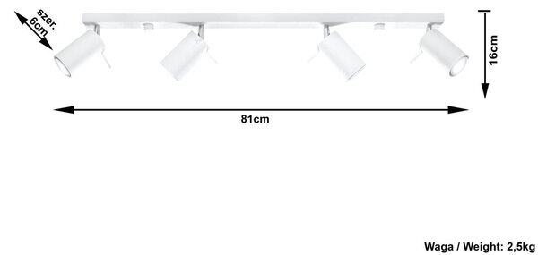 Plafoniera da soffitto in Acciaio 4xGU10 RING 4L Bianca Orientabile