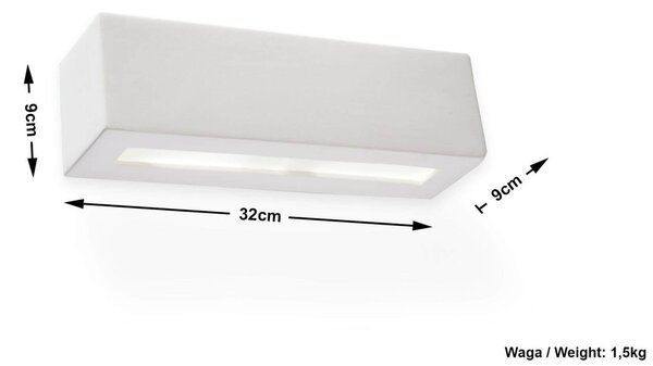 Applique da Parete in Gesso-Ceramico VEGA E27 Pitturabile da Interno