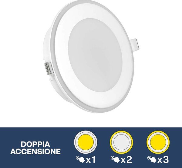 Faretto LED da incasso 125W Doppia Accensione - Foro Ø123mm Colore Bianco Naturale 4.000K
