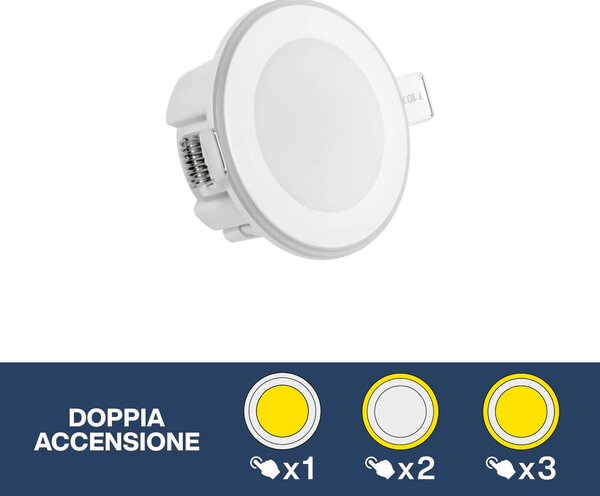 Faretto LED da incasso 55W Doppia Accensione - Foro Ø66mm Colore Bianco Naturale 4.000K