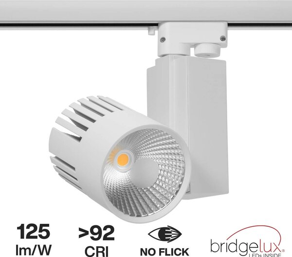 Faretto LED 40W per Binario Monofase CRI92 125lm/W 100° - Bianco Colore Bianco Caldo 3.000K