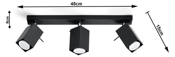 Plafoniera da Soffitto in Acciaio 3xGU10 MERIDA 3 Nera Orientabile