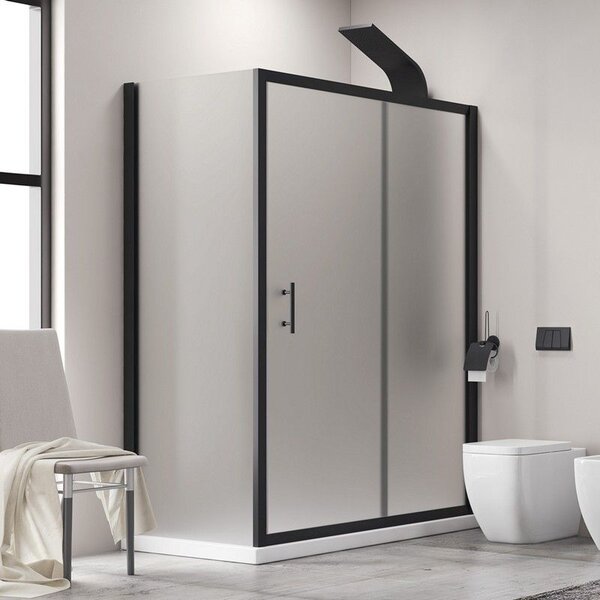 Kamalu box doccia vetro piumato 70x100 telaio nero opaco | kfn5000sn