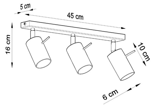 Plafoniera da soffitto in Acciaio 3xGU10 RING 3 Orientabile Grigia