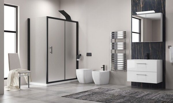 Kamalu box doccia vetro piumato 70x100 telaio nero opaco | kfn5000sn