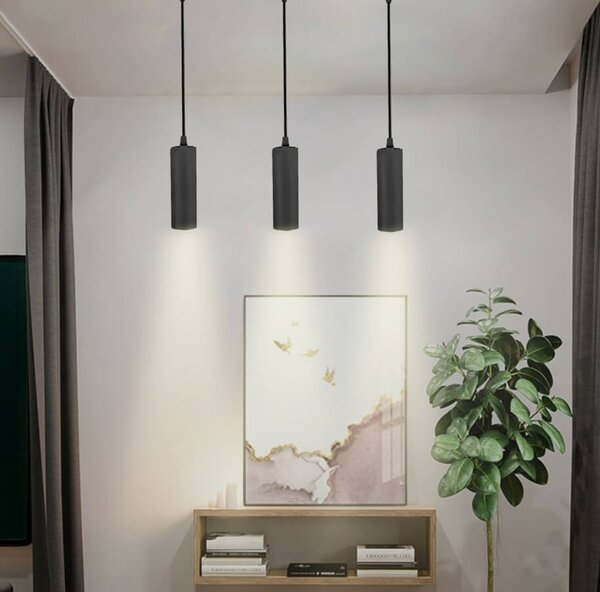 Lampada a Sospensione GU10 per Binario Monofase - Nera