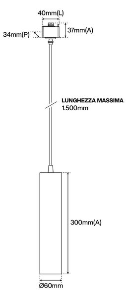 Lampada a Sospensione GU10 per Binario Monofase - Nera