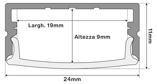 Profilo Slim per Doppia striscia LED 1m e 2m - NERO Variante Lunghezza Profilo 1 metro