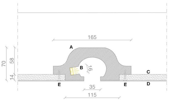 Cornice da Incasso a luce Indiretta per Striscia LED Pitturabile - 115m Variante Lunghezza 115 Metri