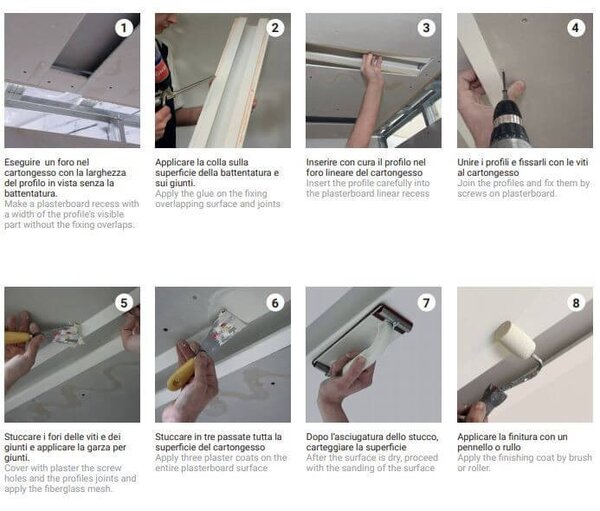 Cornice da Incasso Pitturabile a luce Indiretta per Striscia LED - 115m Variante Lunghezza 115 Metri