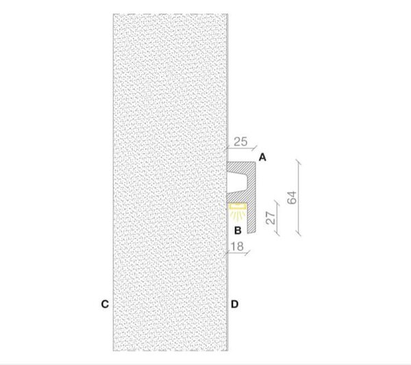Cornice Pitturabile per Illuminazione Segnapasso per Strisce LED - 2m Variante Lunghezza 2 Metri