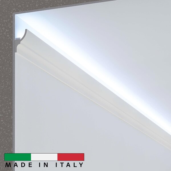 Cornice Pitturabile Convessa per parete per Strisce LED - 2m Variante Lunghezza 2 Metri