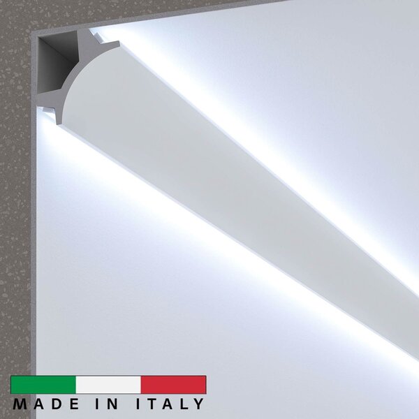 Cornice Pitturabile Doppio taglio di luce Angolare per Strisce LED - 2m Variante Lunghezza 2 Metri