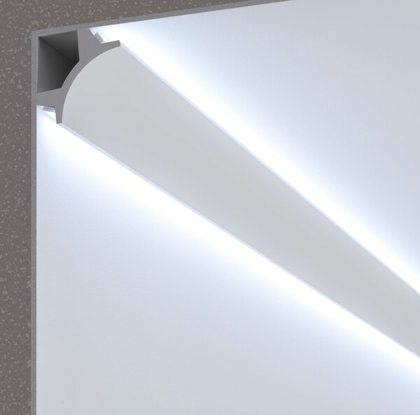 Cornice Pitturabile Doppio taglio di luce Angolare per Strisce LED - 2m Variante Lunghezza 2 Metri