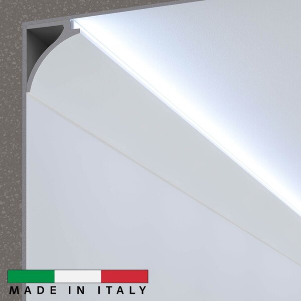 Cornice Pitturabile per illuminazione indiretta Tenda e Soffitto per Strisce LED - 2m Variante Lunghezza 2 Metri