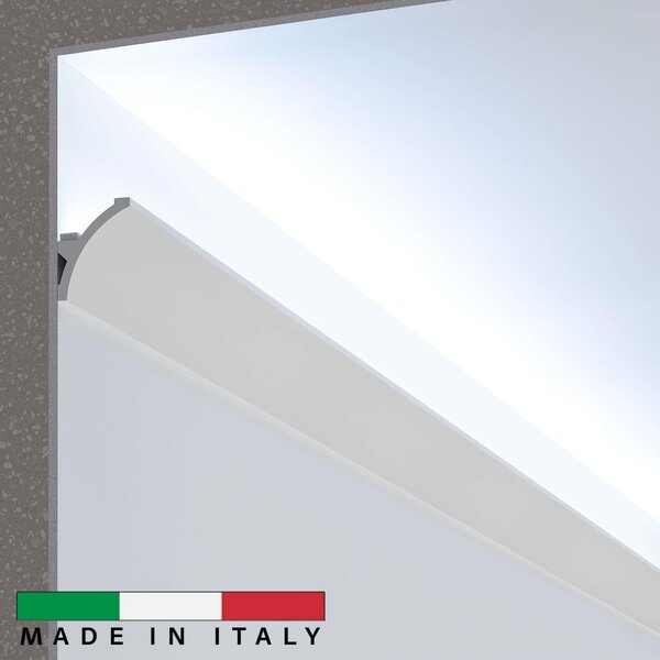Cornice Pitturabile Stondata per parete per Strisce LED - 2m Variante Lunghezza 2 Metri