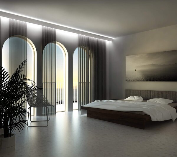 Cornice Pitturabile per illuminazione indiretta Tenda e Soffitto per Strisce LED - 2m Variante Lunghezza 2 Metri