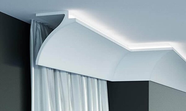 Cornice Pitturabile per illuminazione indiretta Tenda e Soffitto per Strisce LED - 2m Variante Lunghezza 2 Metri