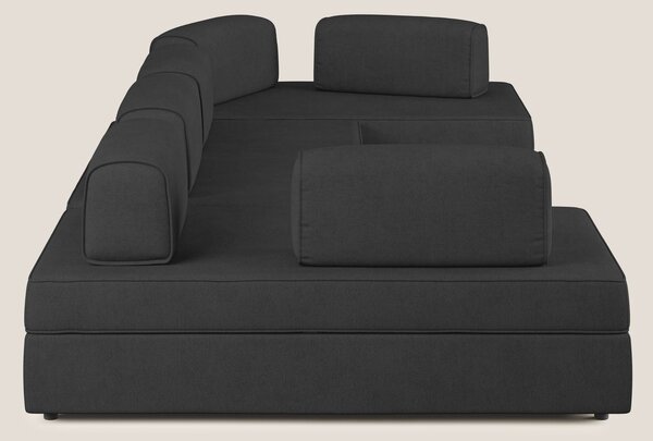 Liberty divano panoramico con pouf estraibile e schienali movibili in