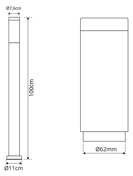 Paletto da Giardino 100cm CORTEN IK06 IP54 base E27