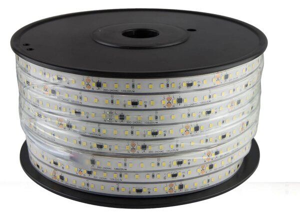 Strisce LED 220V 16W/m 120lm/W chip Lumileds Dimmerabile tagl. 10cm – 50m Colore Bianco Caldo 2.700K