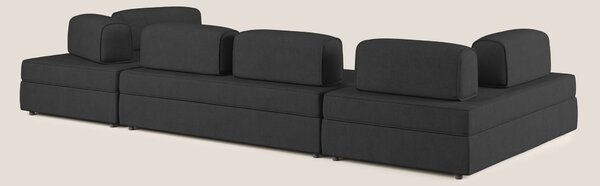 Liberty divano panoramico con pouf estraibile e schienali movibili in