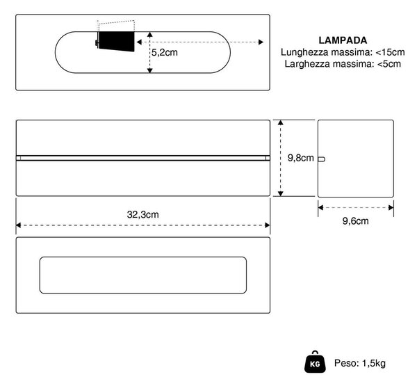 Applique da parete in Gesso VEGA LINE E27 Pitturabile da interno