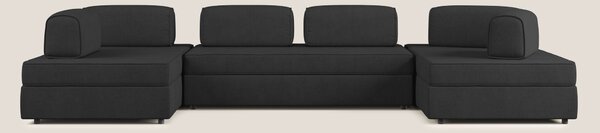 Liberty divano panoramico con pouf estraibile e schienali movibili in