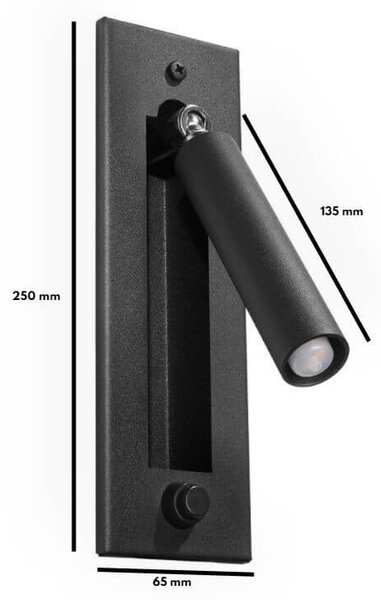 Applique 1xG9 mod. Enif per Comodino da Incasso a Parete Colore Nero