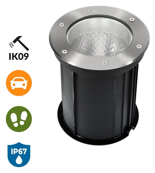 Faro interrato con base E27 - per lampade PAR30 e PAR38 - Doppio Pressacavo