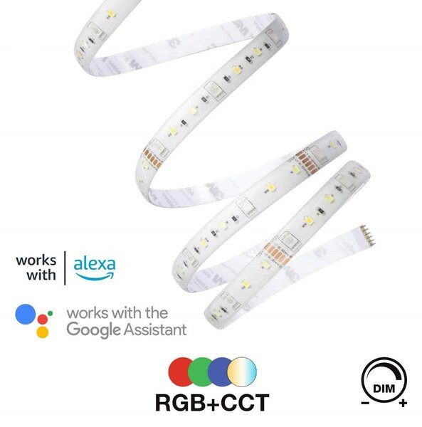 Kit Striscia LED 17W smart RGB+CCT Bianco Variabile e Dimmerabile WiFi - Amazon Alexa e Google Home Colore RGB+CCT