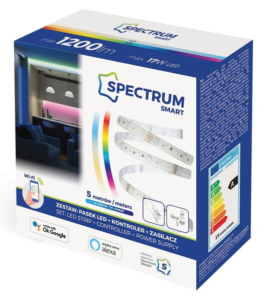 Kit Striscia LED 17W smart RGB+CCT Bianco Variabile e Dimmerabile WiFi - Amazon Alexa e Google Home Colore RGB+CCT