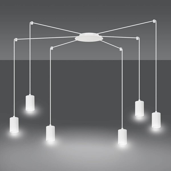 Lampadario a Sospensione in Acciaio TRAKER 6 BLACK e WHITE